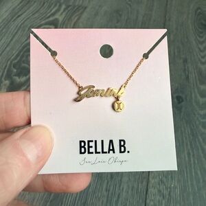 Gemini Zodiac Cursive Charm Necklace in Gold